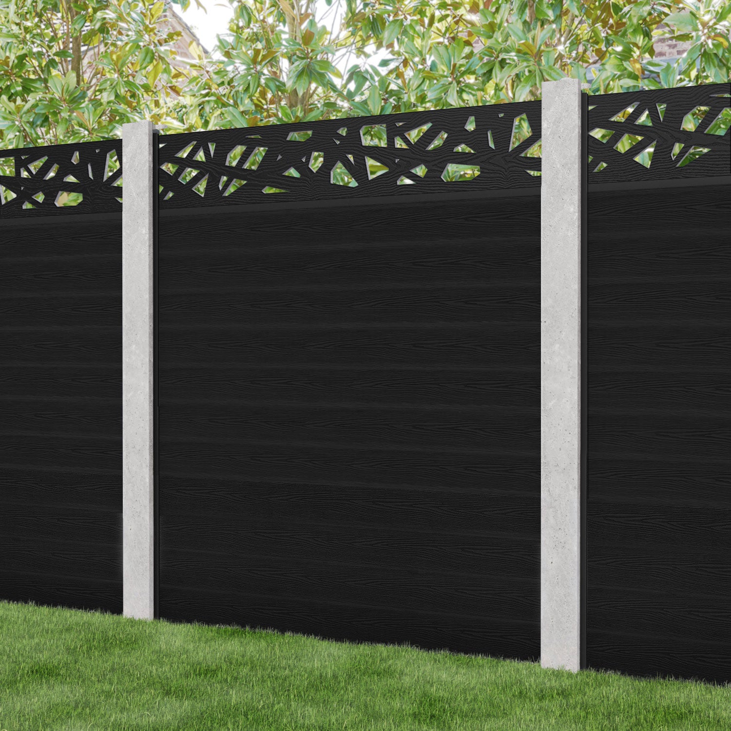 Classic Prism Fence Panel - Black - for existing concrete posts