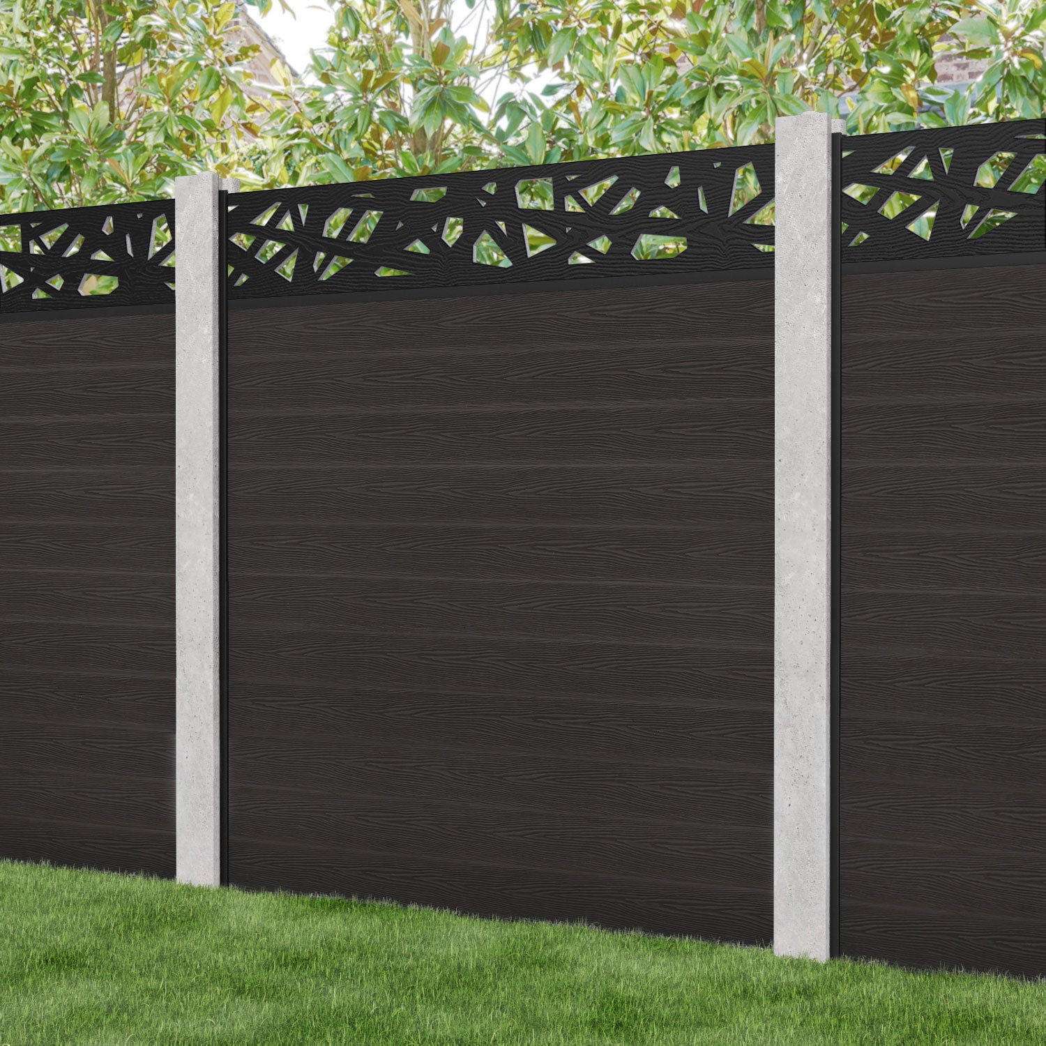 Classic Prism Fence Panel - Dark Oak - for existing concrete posts