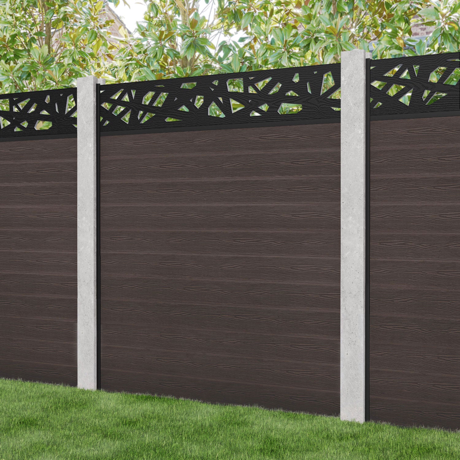 Classic Prism Fence Panel - Mid Brown - for existing concrete posts