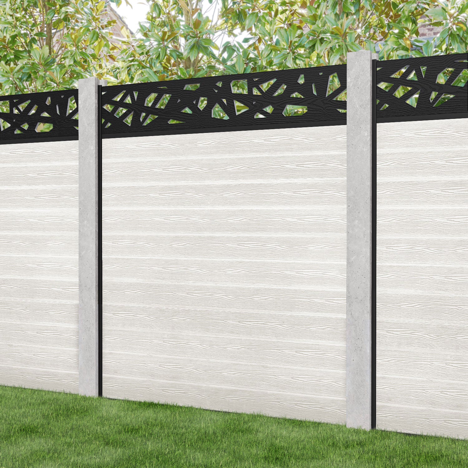 Classic Prism Fence Panel - Light Stone - for existing concrete posts