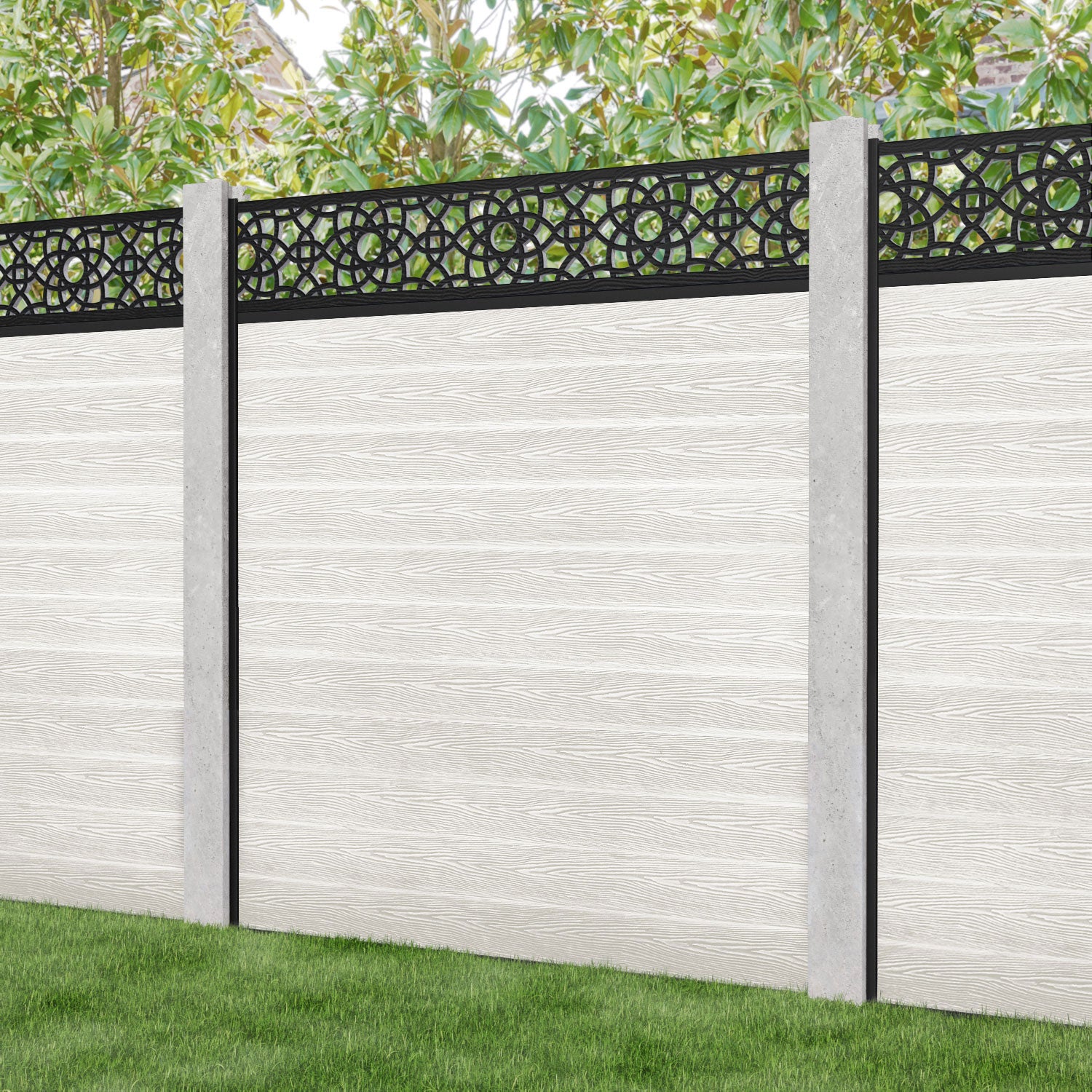 Classic Ambar Fence Panel - Light Stone - for existing concrete posts