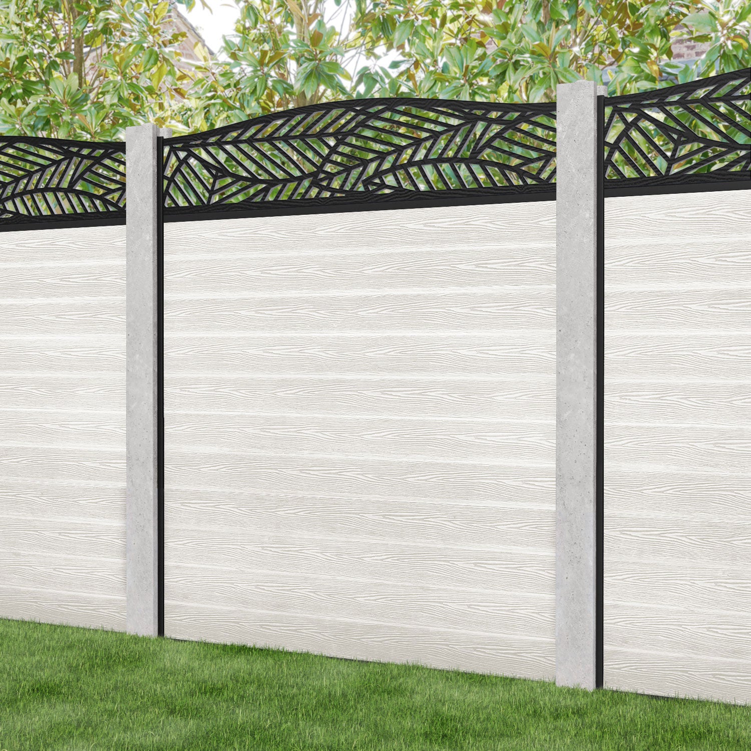 Classic Habitat Curved Top Fence Panel - Light Stone - for existing concrete posts