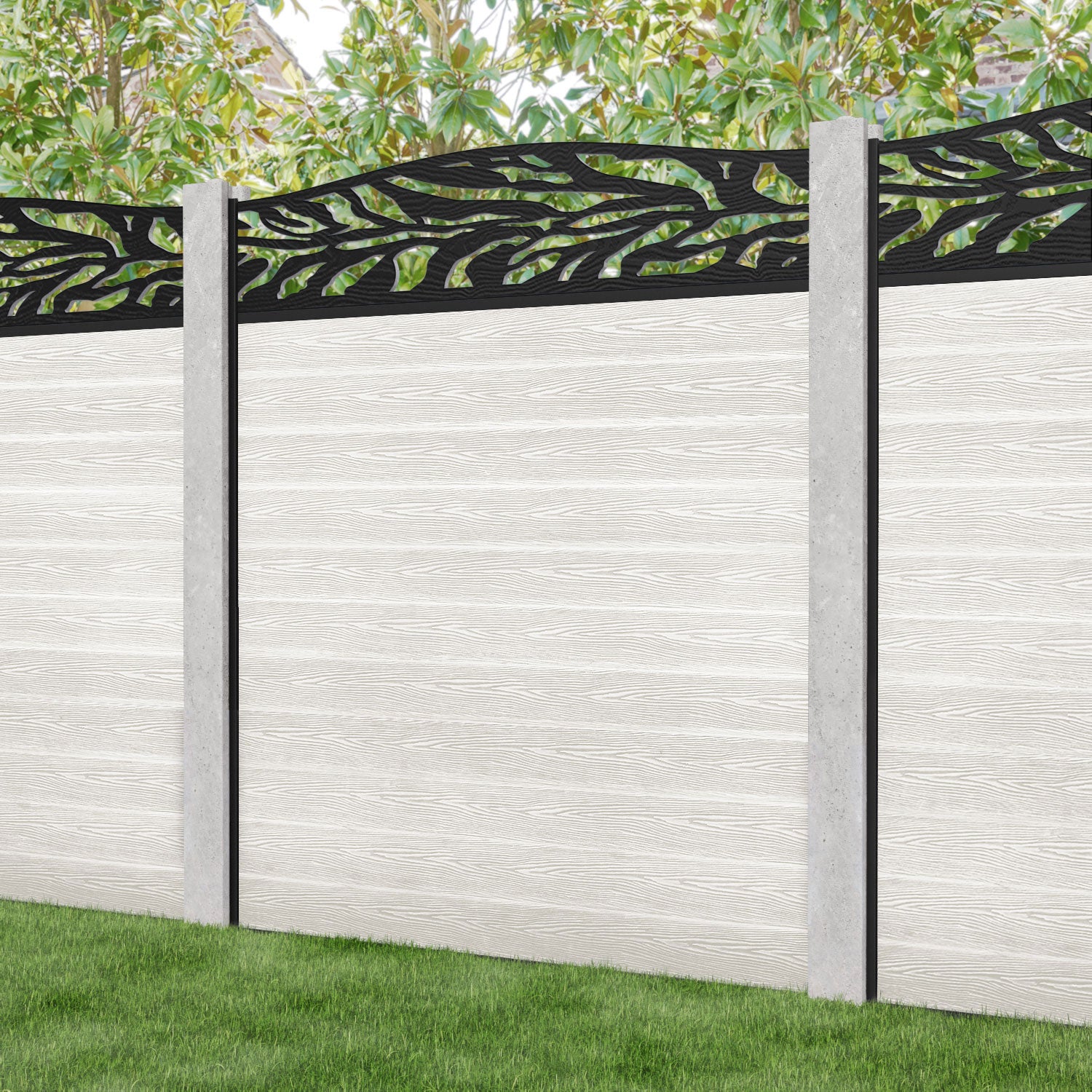 Classic Malawi Curved Top Fence Panel - Light Stone - for existing concrete posts