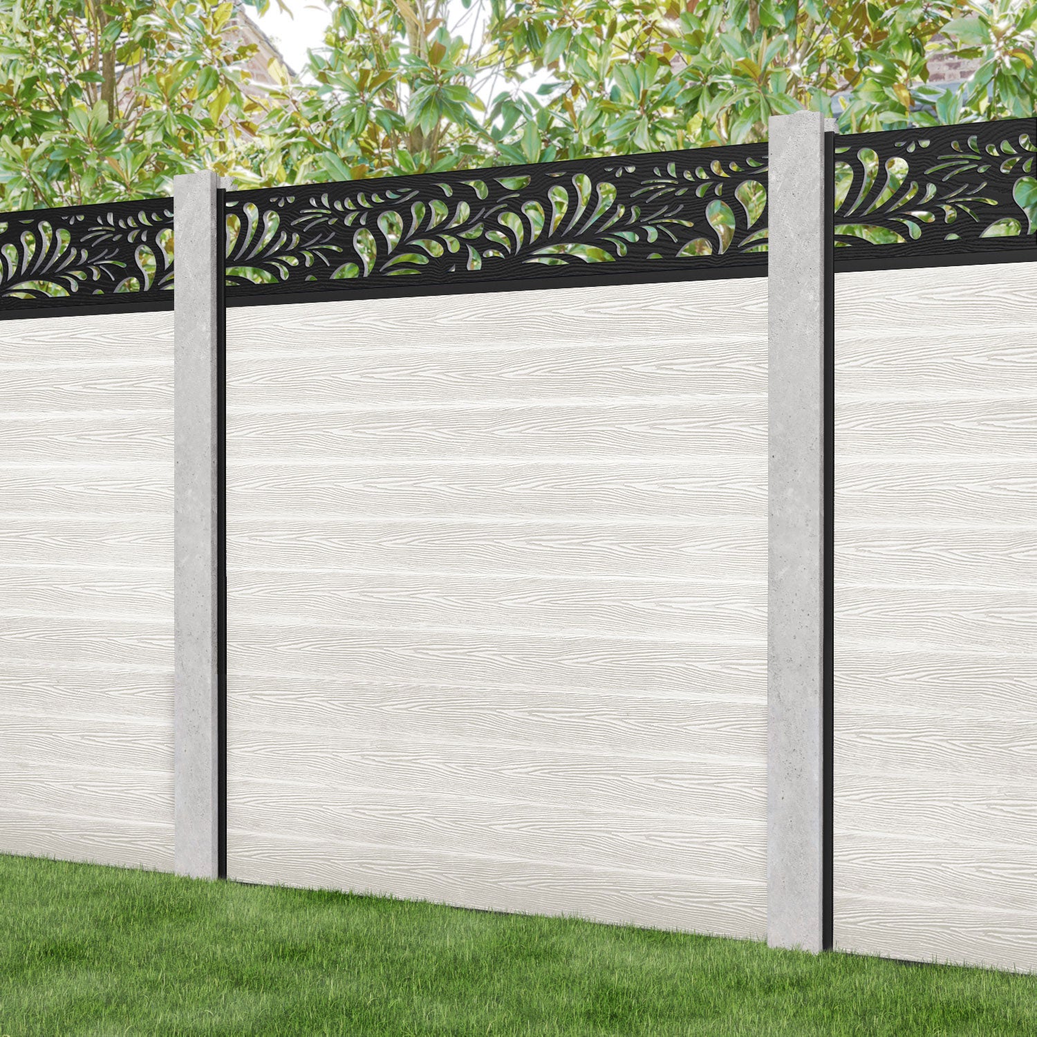 Classic Petal Fence Panel - Light Stone - for existing concrete posts