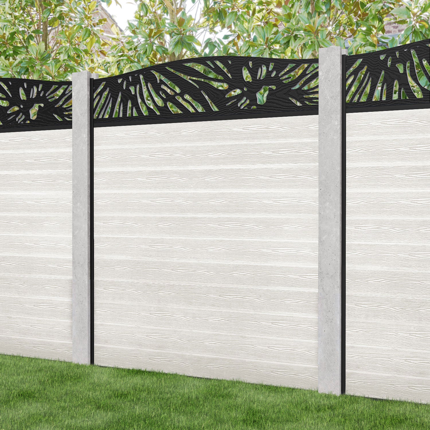 Classic Poppy Curved Top Fence Panel - Light Stone - for existing concrete posts