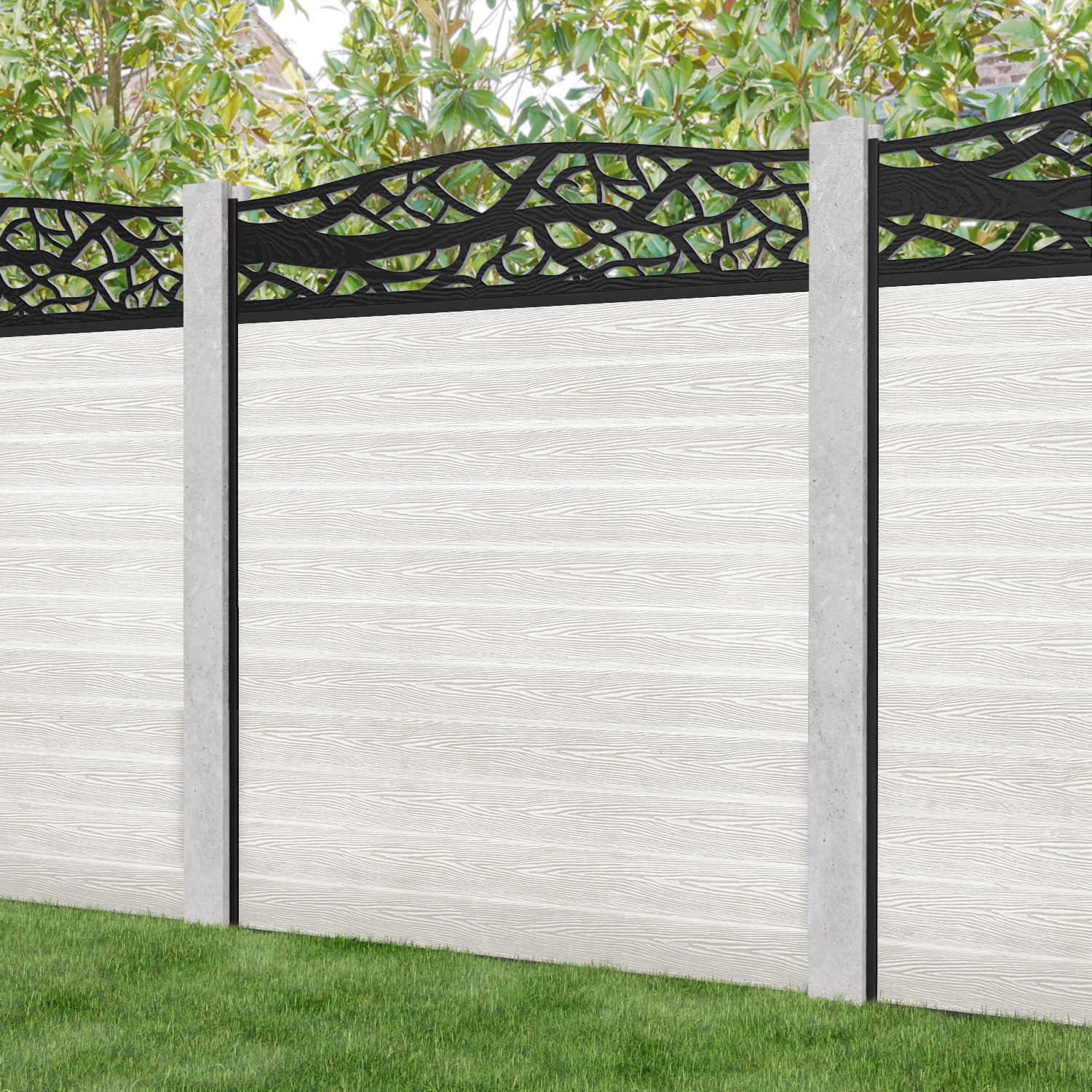 Classic Twilight Curved Top Fence Panel - Light Stone - for existing concrete posts