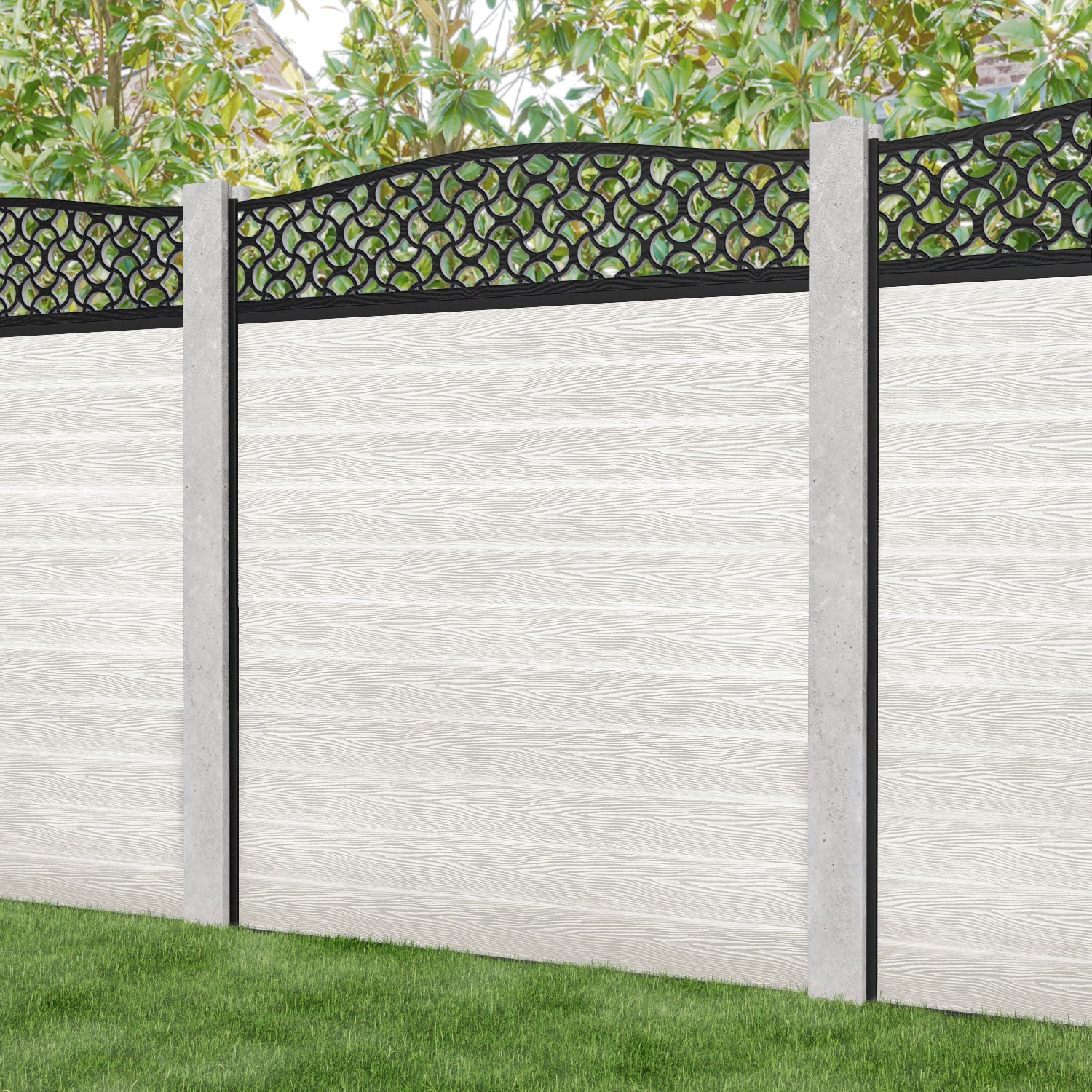 Classic Vida Curved Top Fence Panel - Light Stone - for existing concrete posts
