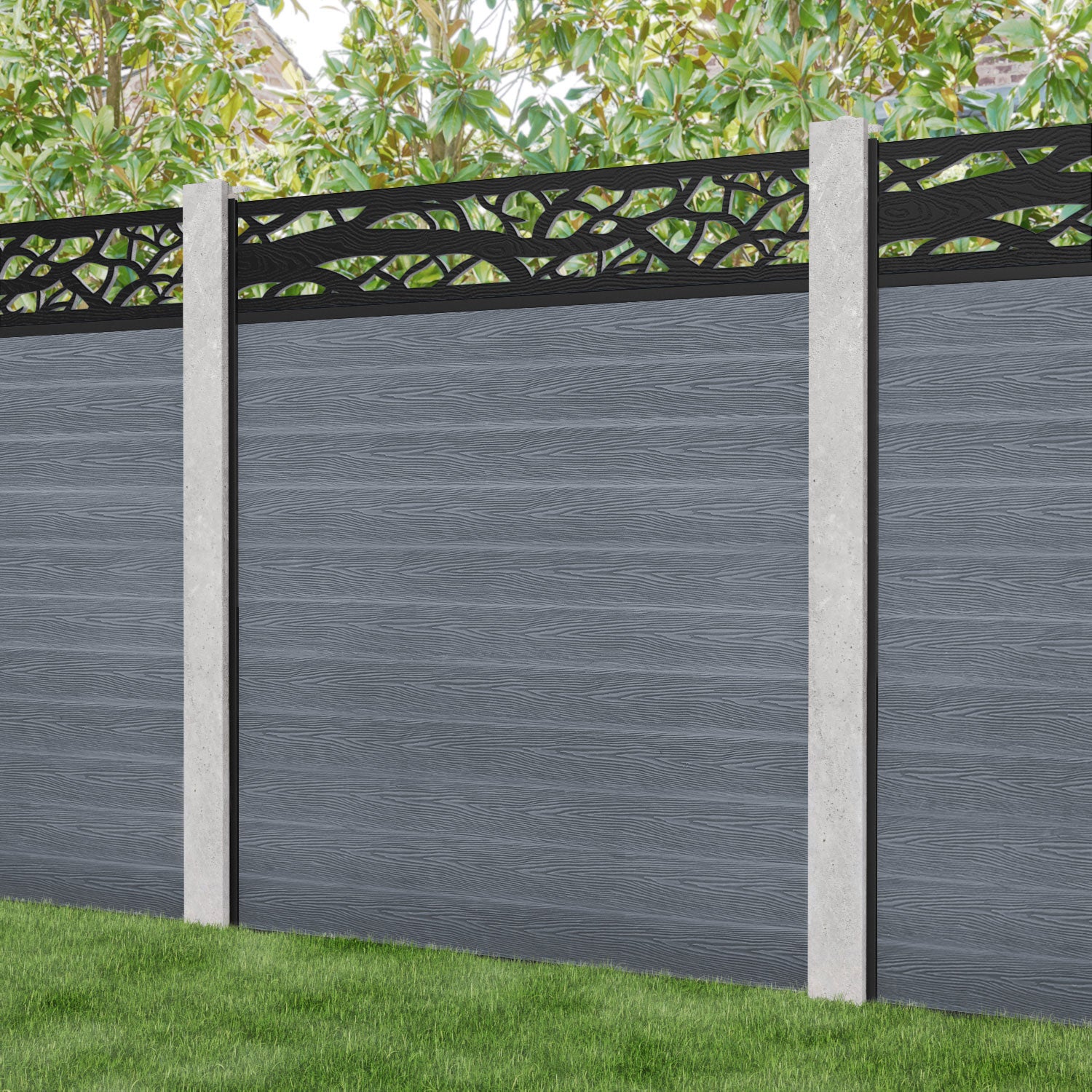 Classic Twilight Fence Panel - Anthracite - for existing concrete posts