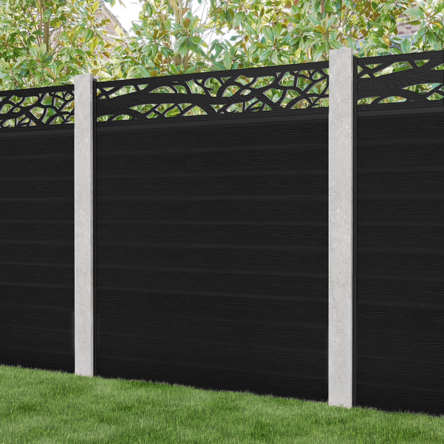 Classic Twilight Fence Panel - Black - for existing concrete posts