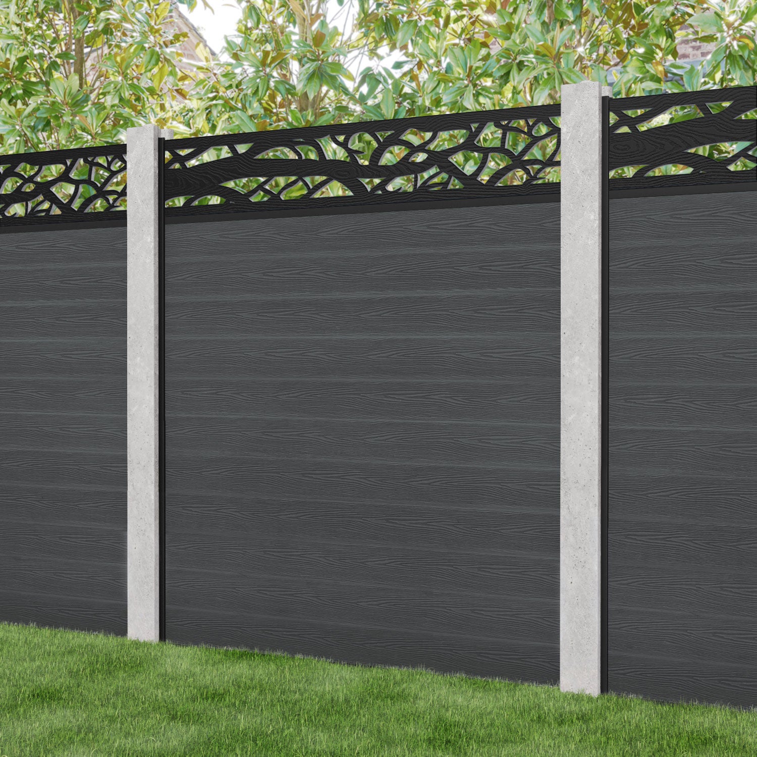 Classic Twilight Fence Panel - Dark Grey - for existing concrete posts