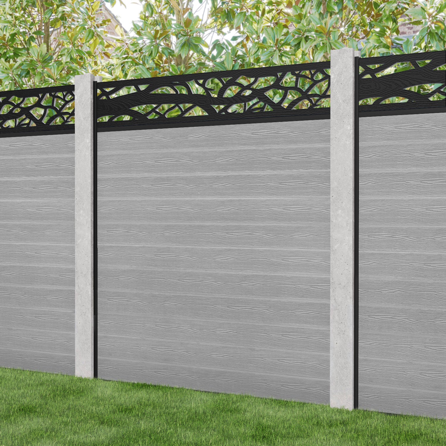 Classic Twilight Fence Panel - Light Grey - for existing concrete posts