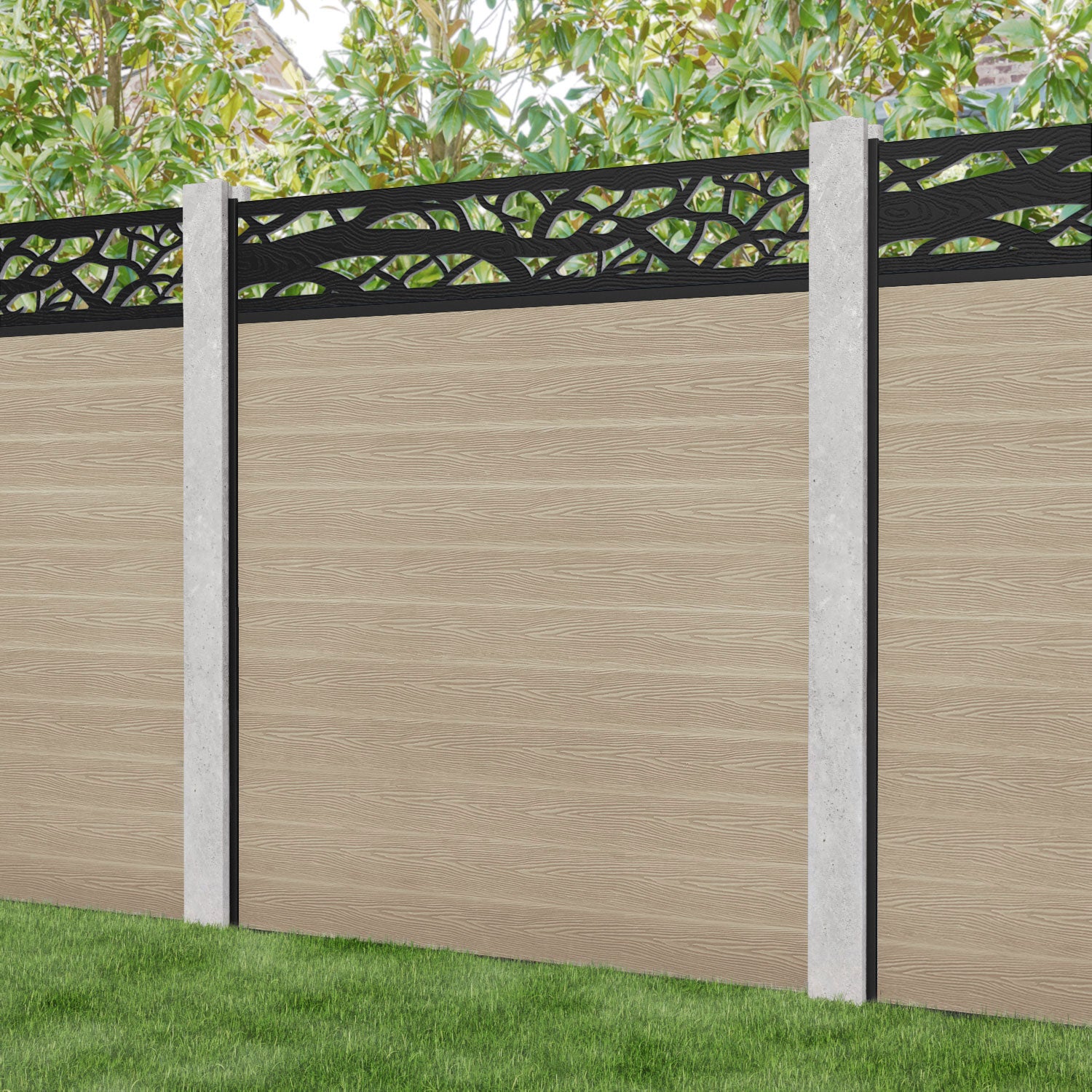 Classic Twilight Fence Panel - Light Oak - for existing concrete posts