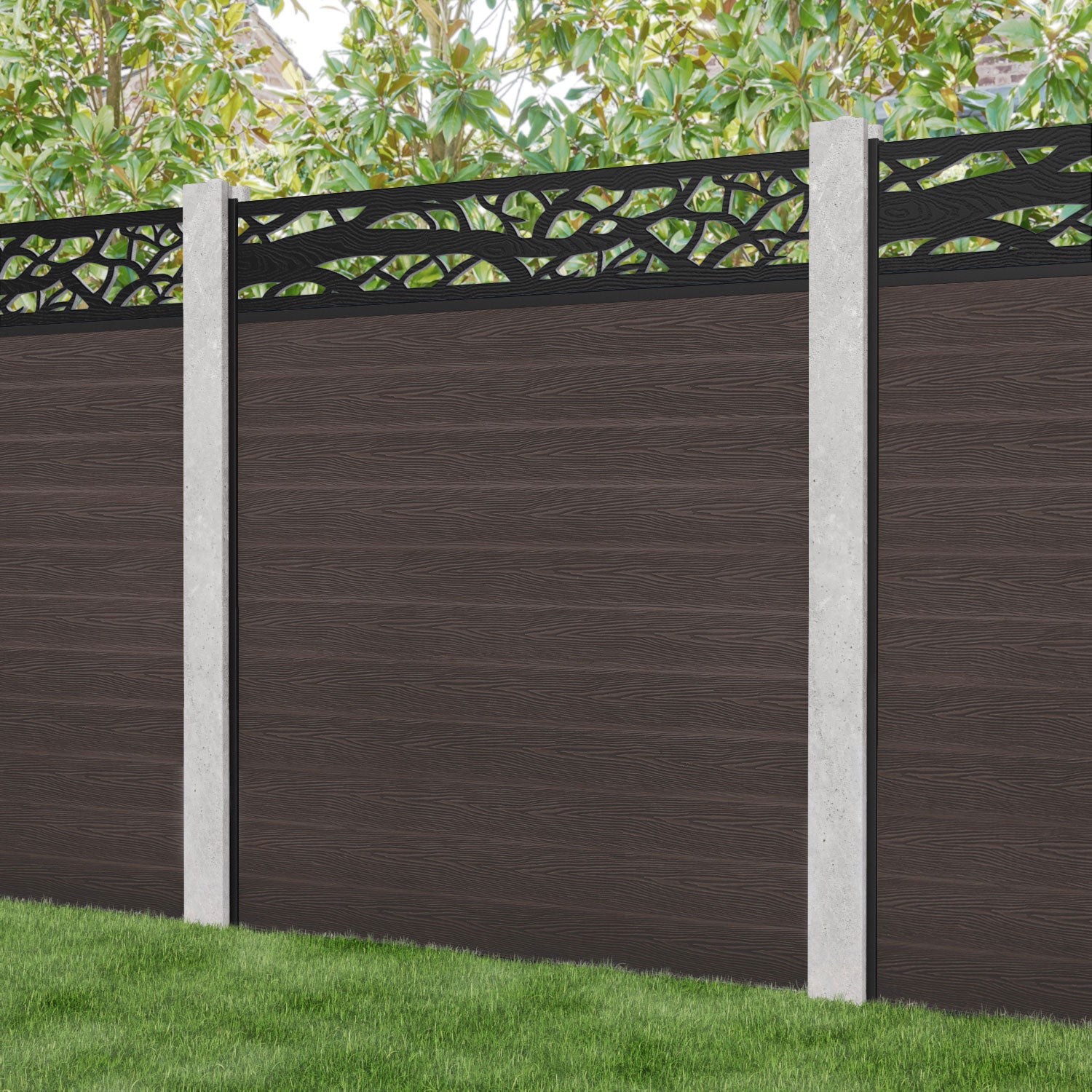 Classic Twilight Fence Panel - Mid Brown - for existing concrete posts