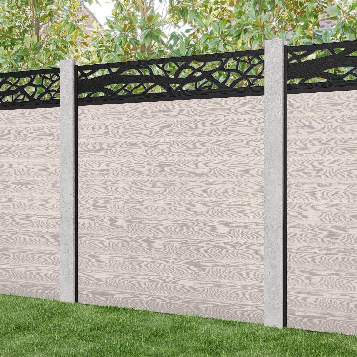 Classic Twilight Fence Panel - Mid Stone - for existing concrete posts
