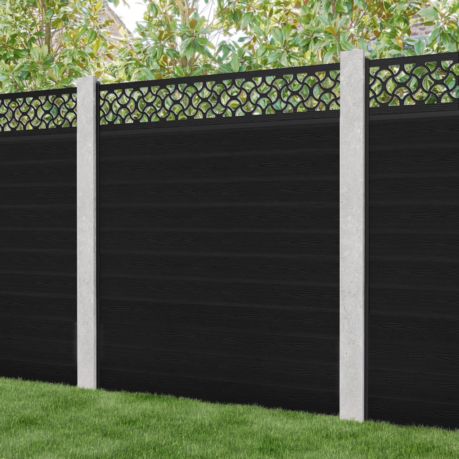 Classic Vida Fence Panel - Black - for existing concrete posts