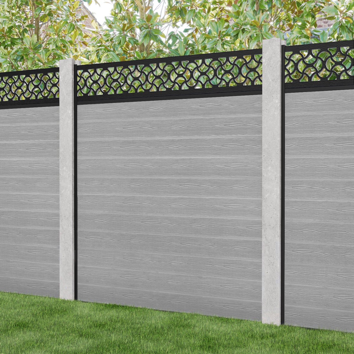 Classic Vida Fence Panel - Light Grey - for existing concrete posts
