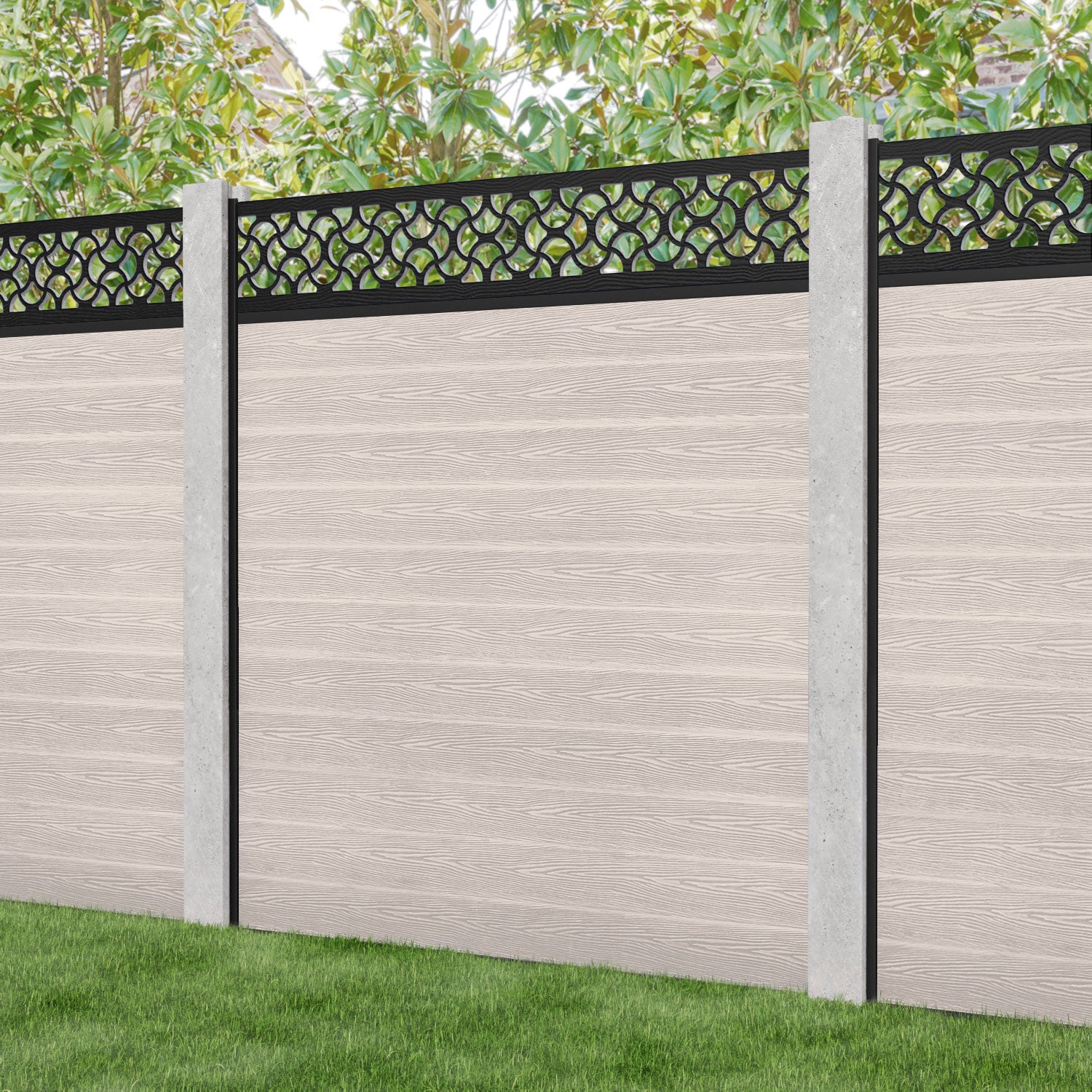 Classic Vida Fence Panel - Mid Stone - for existing concrete posts