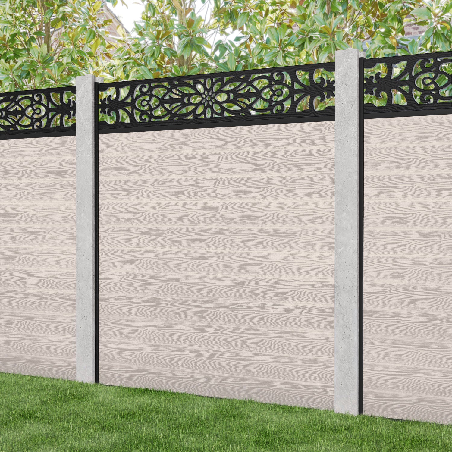 Classic Windsor Fence Panel - Mid Stone - for existing concrete posts