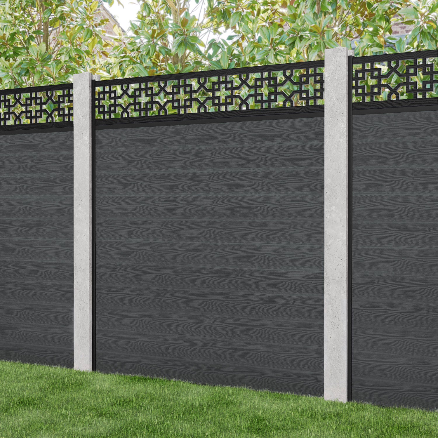 Classic Zaria Fence Panel - Dark Grey - for existing concrete posts