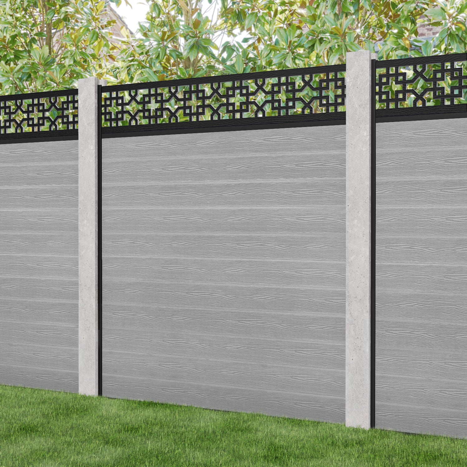 Classic Zaria Fence Panel - Light Grey - for existing concrete posts