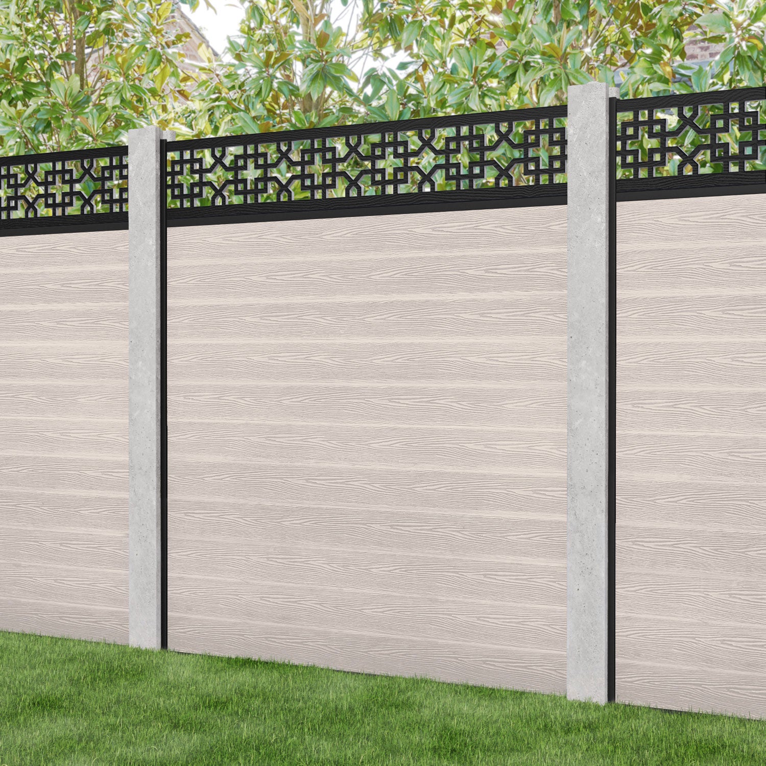 Classic Zaria Fence Panel - Mid Stone - for existing concrete posts