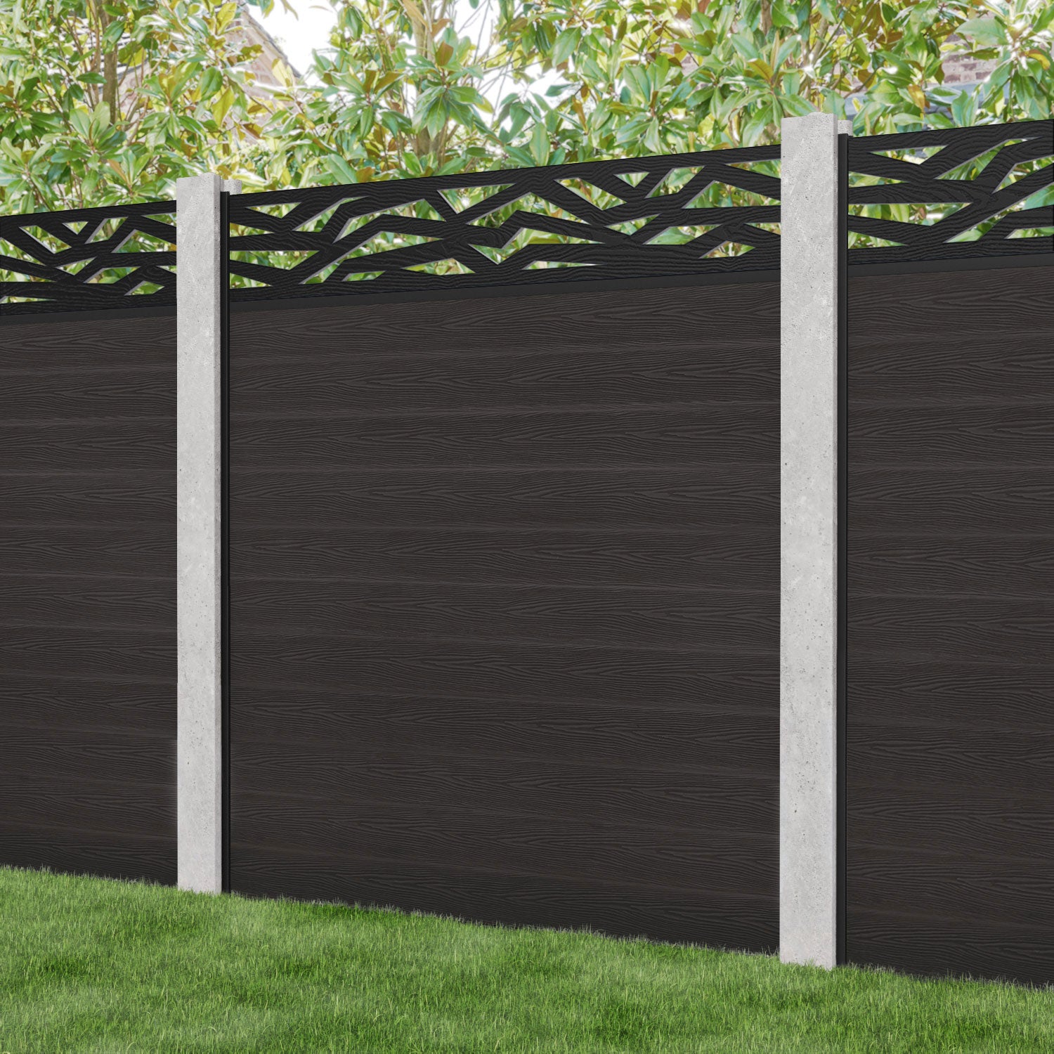 Classic Zenith Fence Panel - Dark Oak - for existing concrete posts