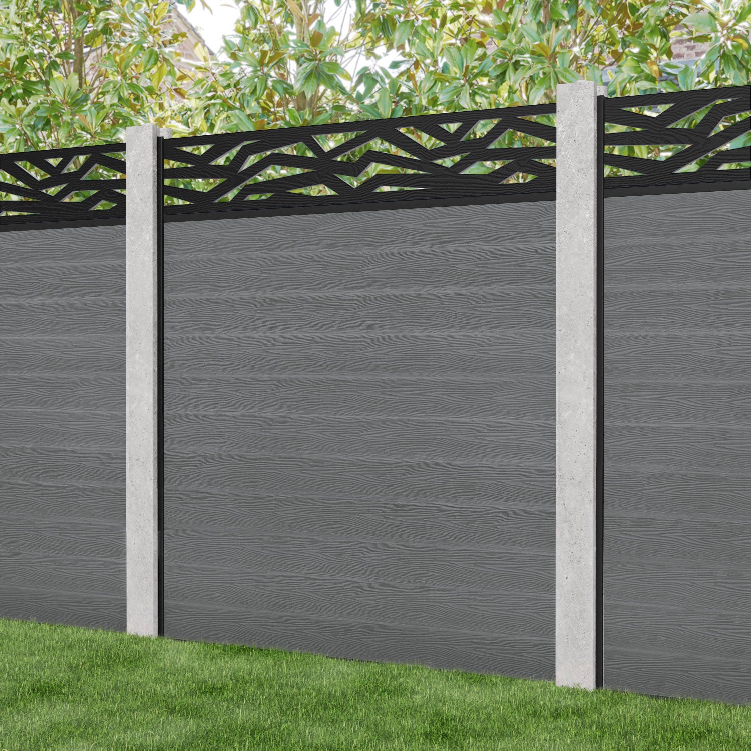 Classic Zenith Fence Panel - Mid Grey - for existing concrete posts