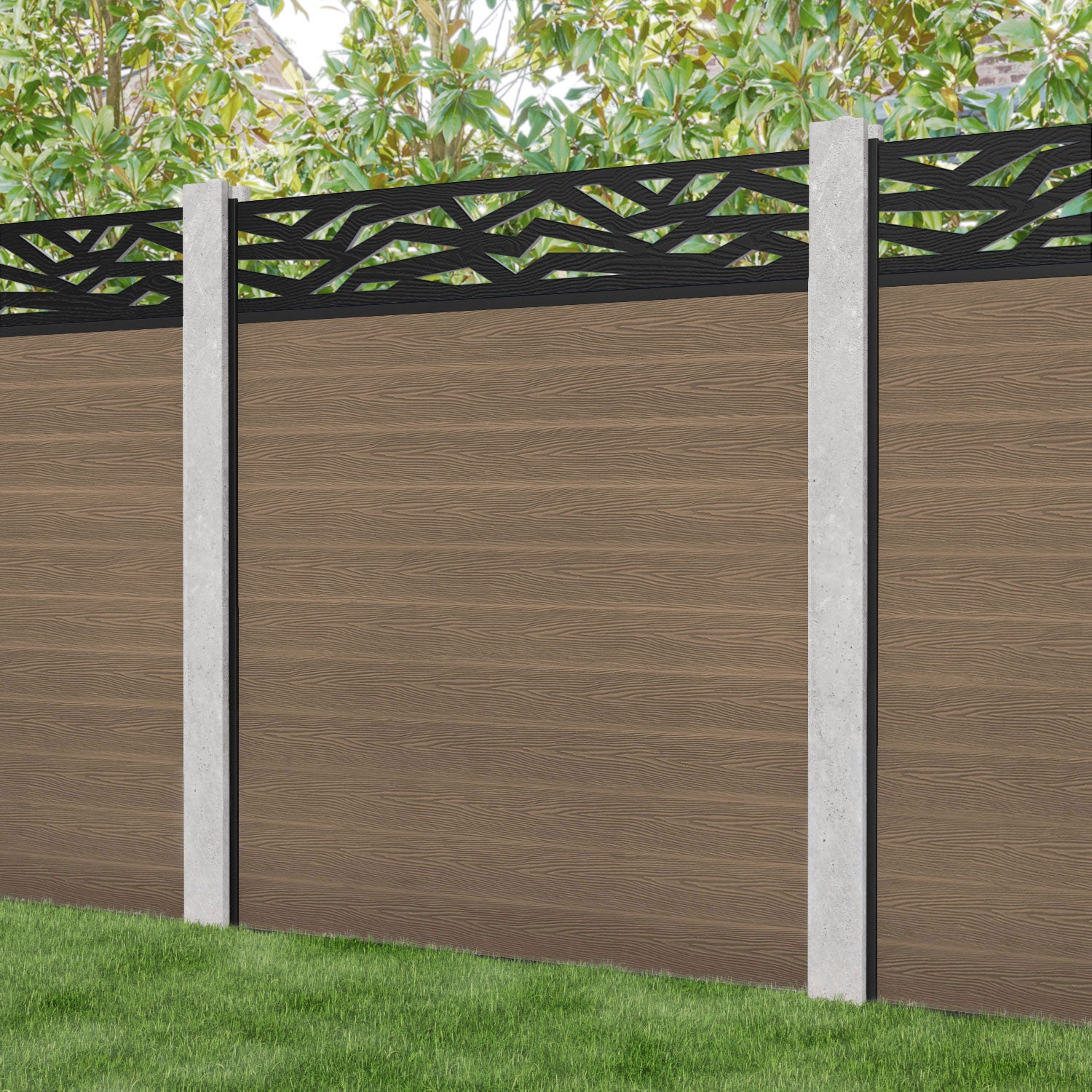 Classic Zenith Fence Panel - Teak - for existing concrete posts