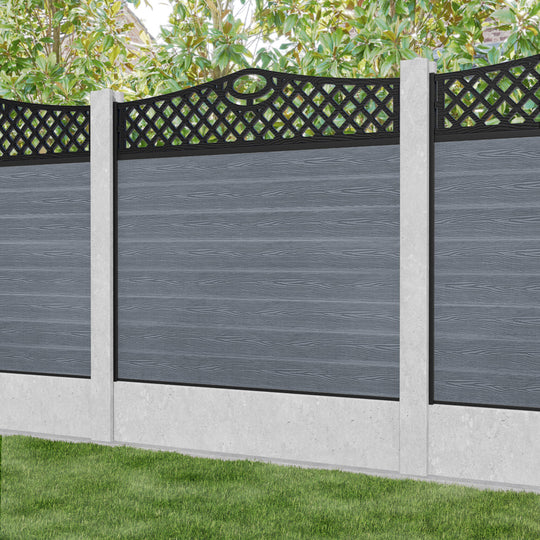 Classic Oxford Curved Top Fence Panel - Anthracite - for existing concrete posts