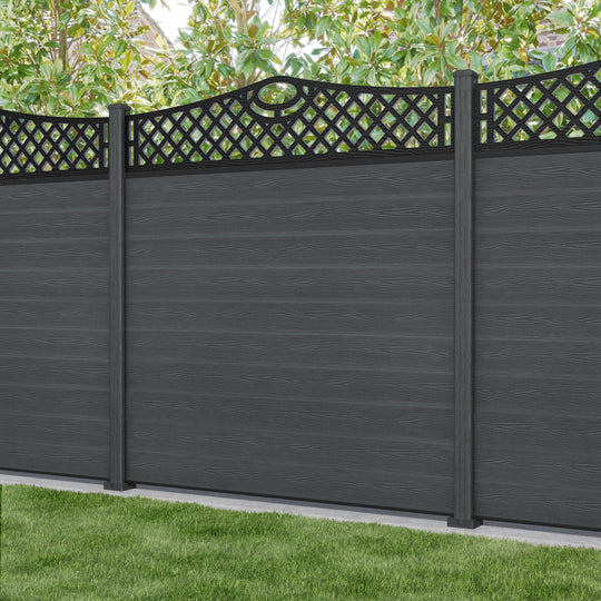 Classic Oxford Curved Top Fence Panel - Dark Grey - with our composite posts