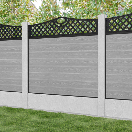 Classic Oxford Curved Top Fence Panel - Light Grey - for existing concrete posts
