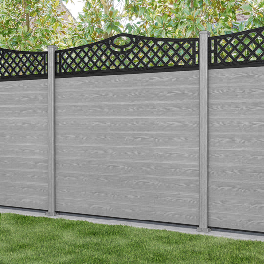 Classic Oxford Curved Top Fence Panel - Light Grey - with our composite posts