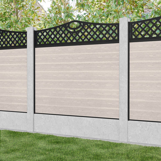 Classic Oxford Curved Top Fence Panel - Mid Stone - for existing concrete posts