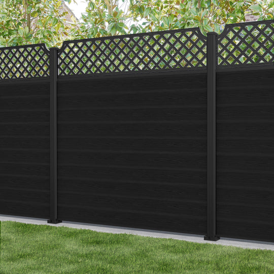 Classic Regal Hive Fence Panel - Black - with our aluminium posts
