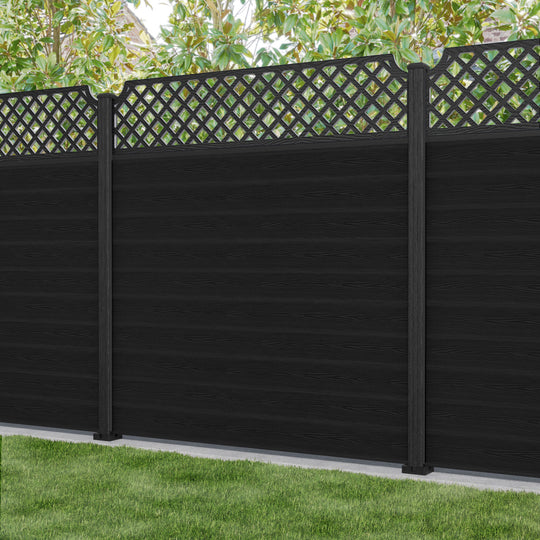 Classic Regal Hive Fence Panel - Black - with our composite posts