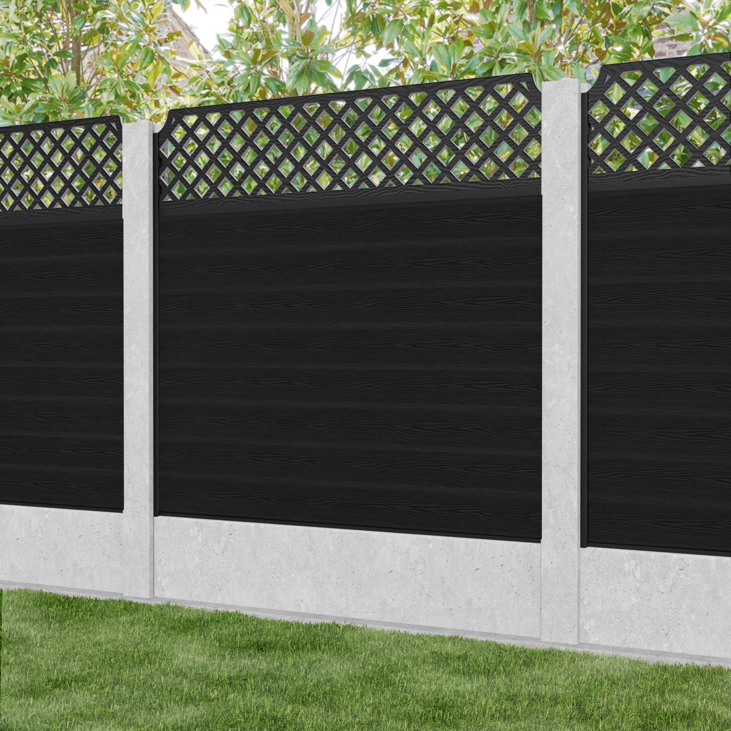 Classic Regal Hive Fence Panel - Black - for existing concrete posts