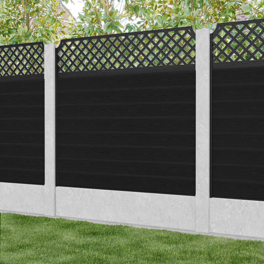 Classic Regal Hive Fence Panel - Black - for existing concrete posts