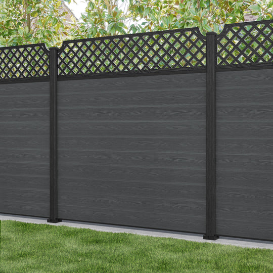 Classic Regal Hive Fence Panel - Dark Grey - with our composite posts