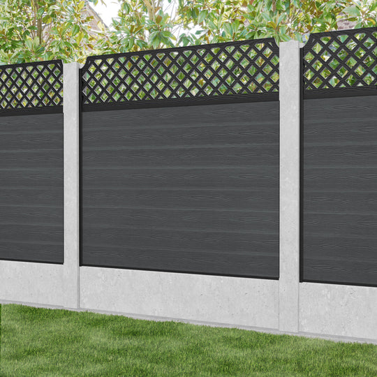 Classic Regal Hive Fence Panel - Dark Grey - for existing concrete posts