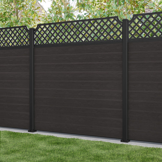 Classic Regal Hive Fence Panel - Dark Oak - with our aluminium posts