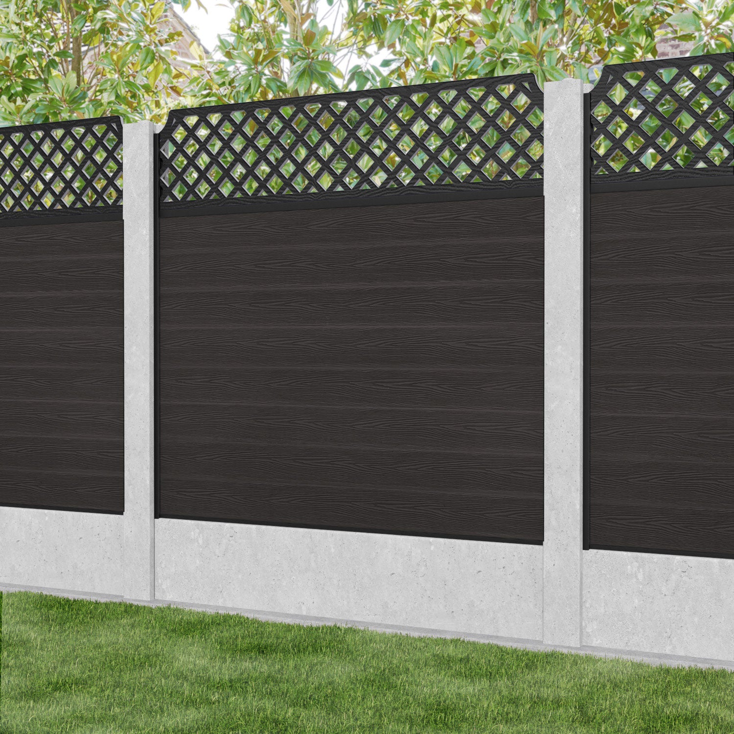 Classic Regal Hive Fence Panel - Dark Oak - for existing concrete posts