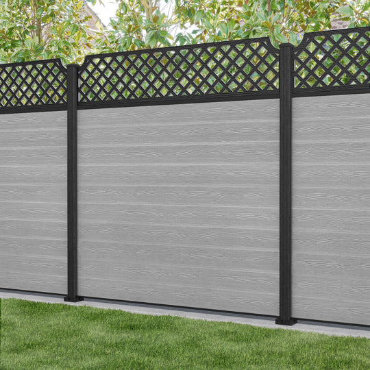Classic Regal Hive Fence Panel - Light Grey - with our composite posts