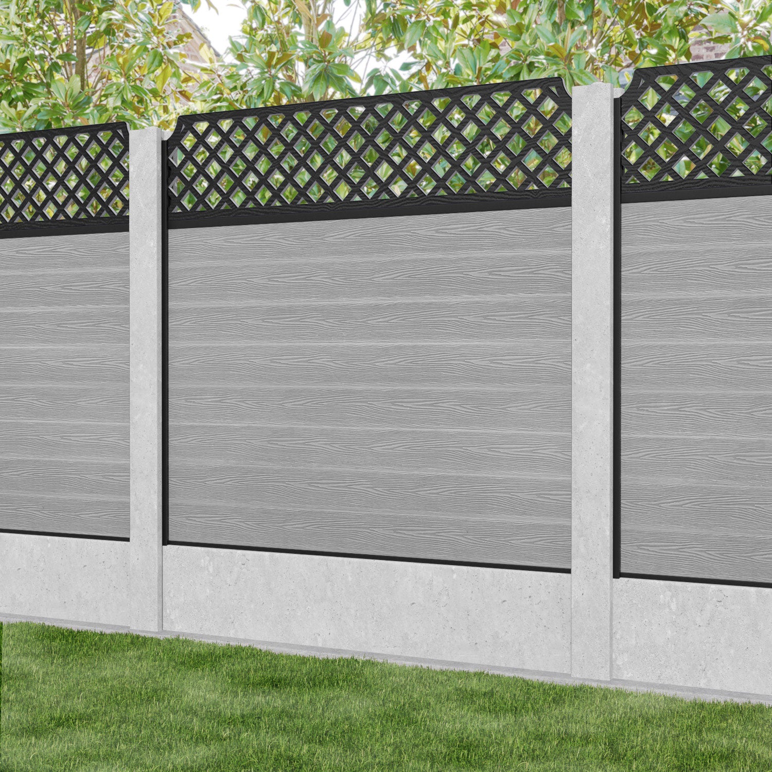Classic Regal Hive Fence Panel - Light Grey - for existing concrete posts