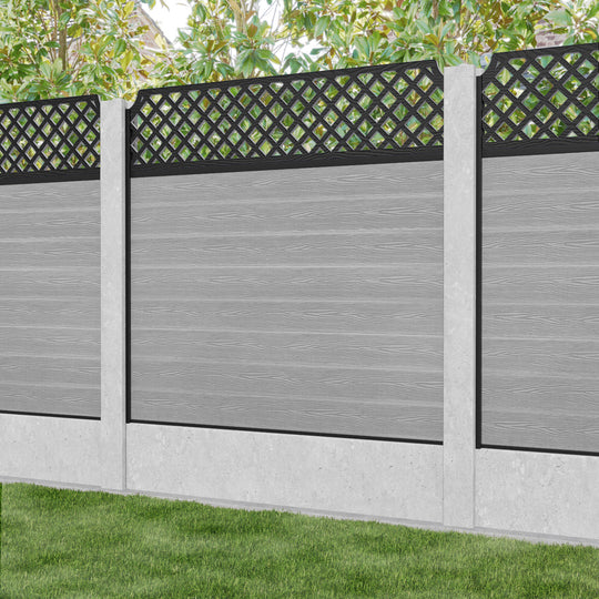 Classic Regal Hive Fence Panel - Light Grey - for existing concrete posts