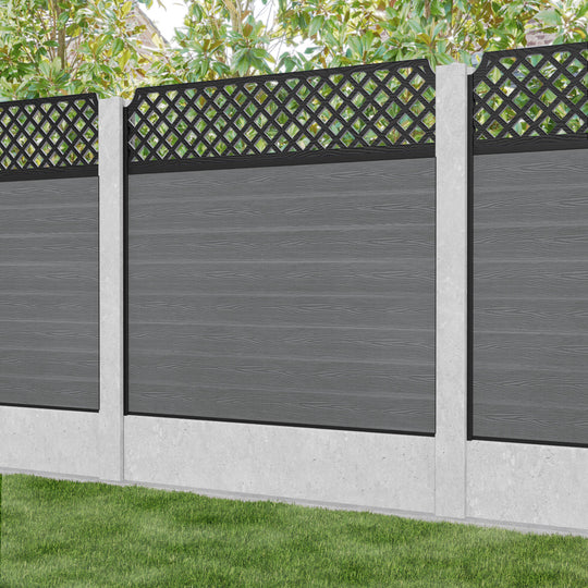 Classic Regal Hive Fence Panel - Mid Grey - for existing concrete posts