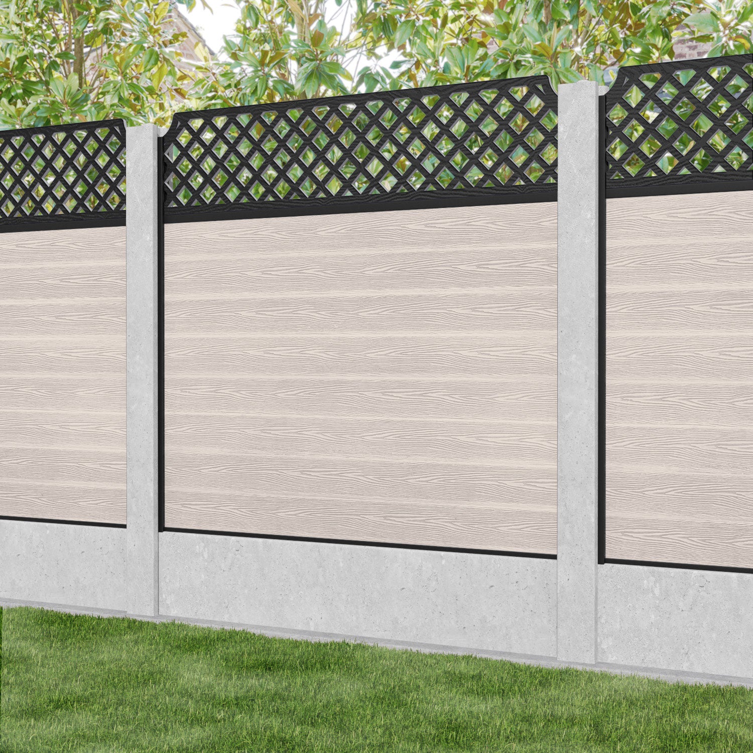 Classic Regal Hive Fence Panel - Mid Stone - for existing concrete posts
