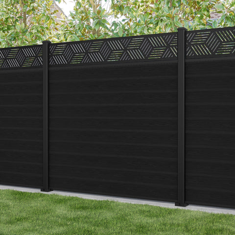 Classic Cubed Fence Panel - Black - with our aluminium posts