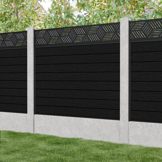 Fusion Cubed Fence Panel - Black - for existing concrete posts