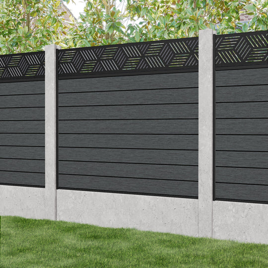 Fusion Cubed Fence Panel - Dark Grey - for existing concrete posts