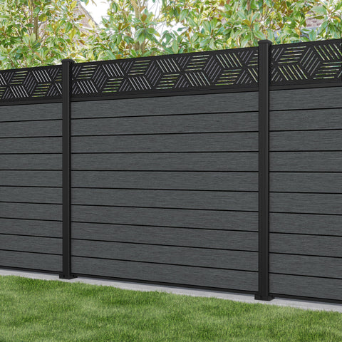 Fusion Cubed Fence Panel - Dark Grey - with our aluminium posts